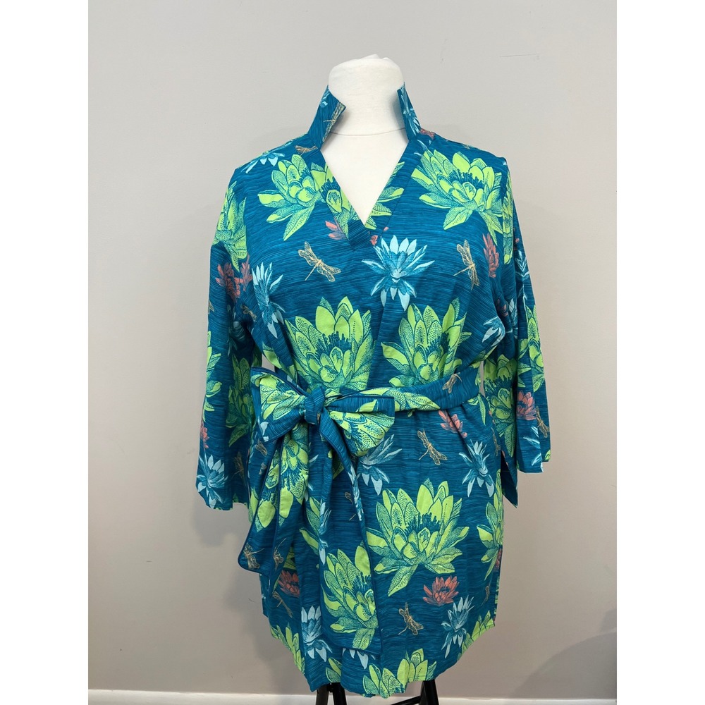 Holly Shae Design Lotus Arden Tunic Dress Teal Floral Dragonfly Plus Size